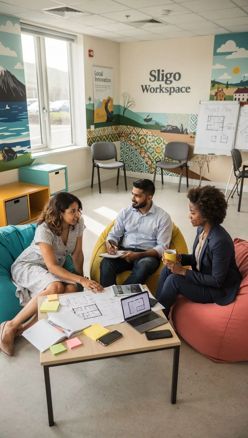 Bright and airy office design showcasing ergonomic desks and comfortable seating arrangements.